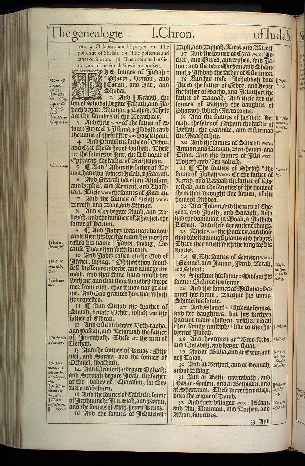 1 Chronicles Chapter 4 Original 1611 KJV Bible Scan