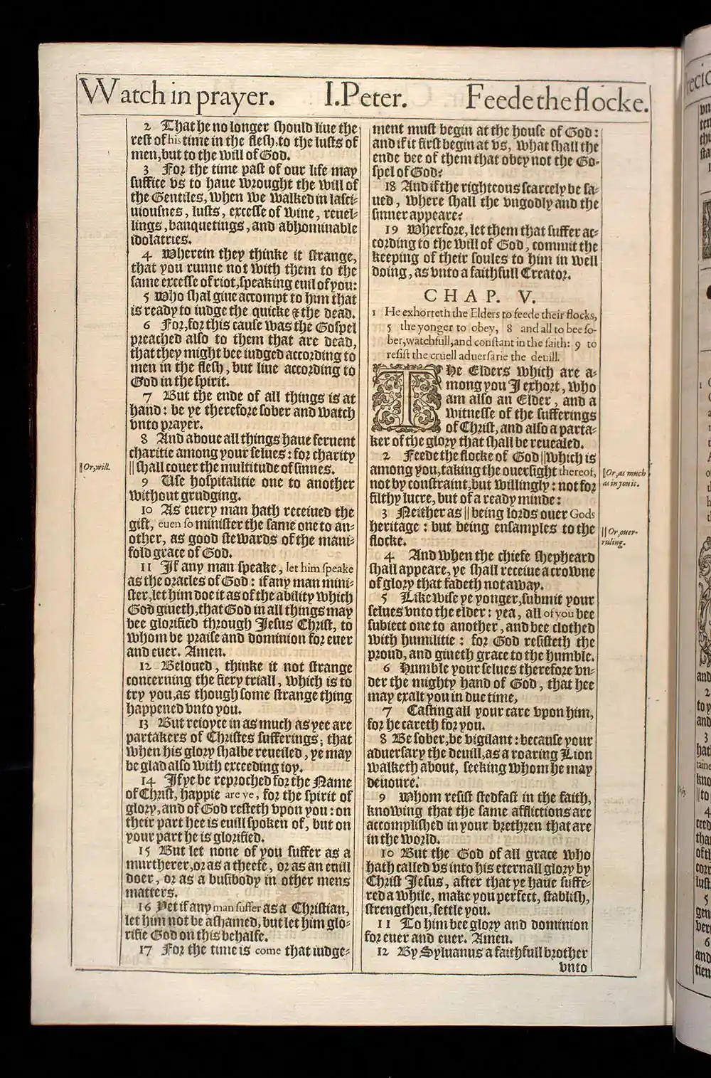 1 Peter Chapter 5 Original 1611 KJV Bible Scan