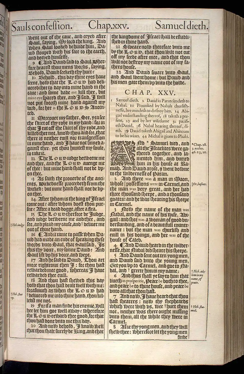 1 Samuel Chapter 25 Original 1611 KJV Bible Scan