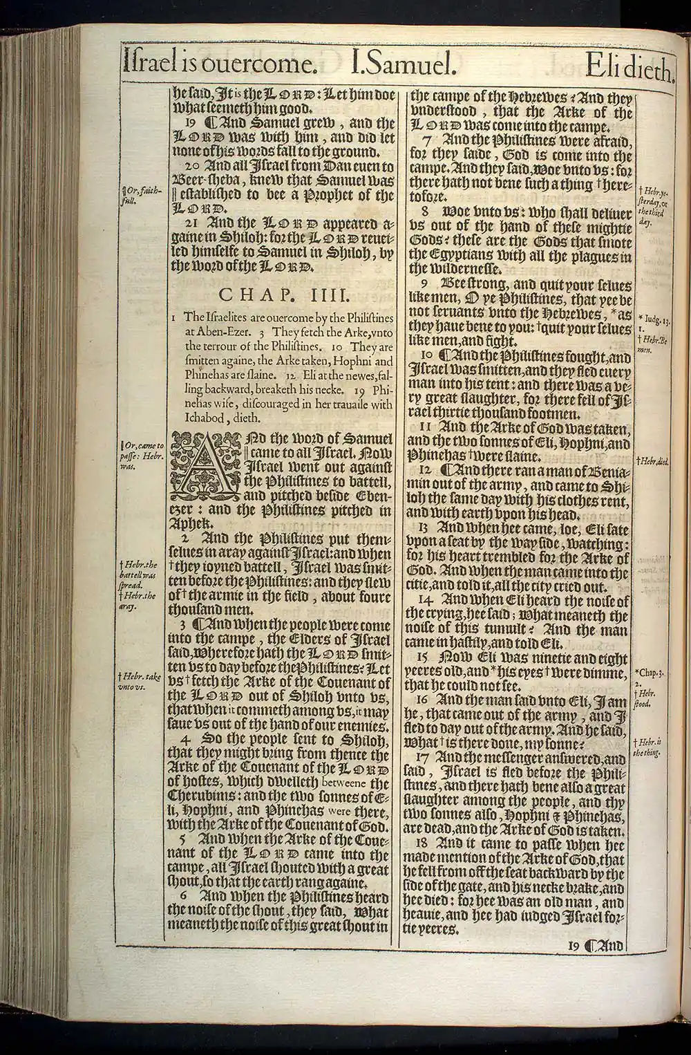 1 Samuel Chapter 4 Original 1611 KJV Bible Scan