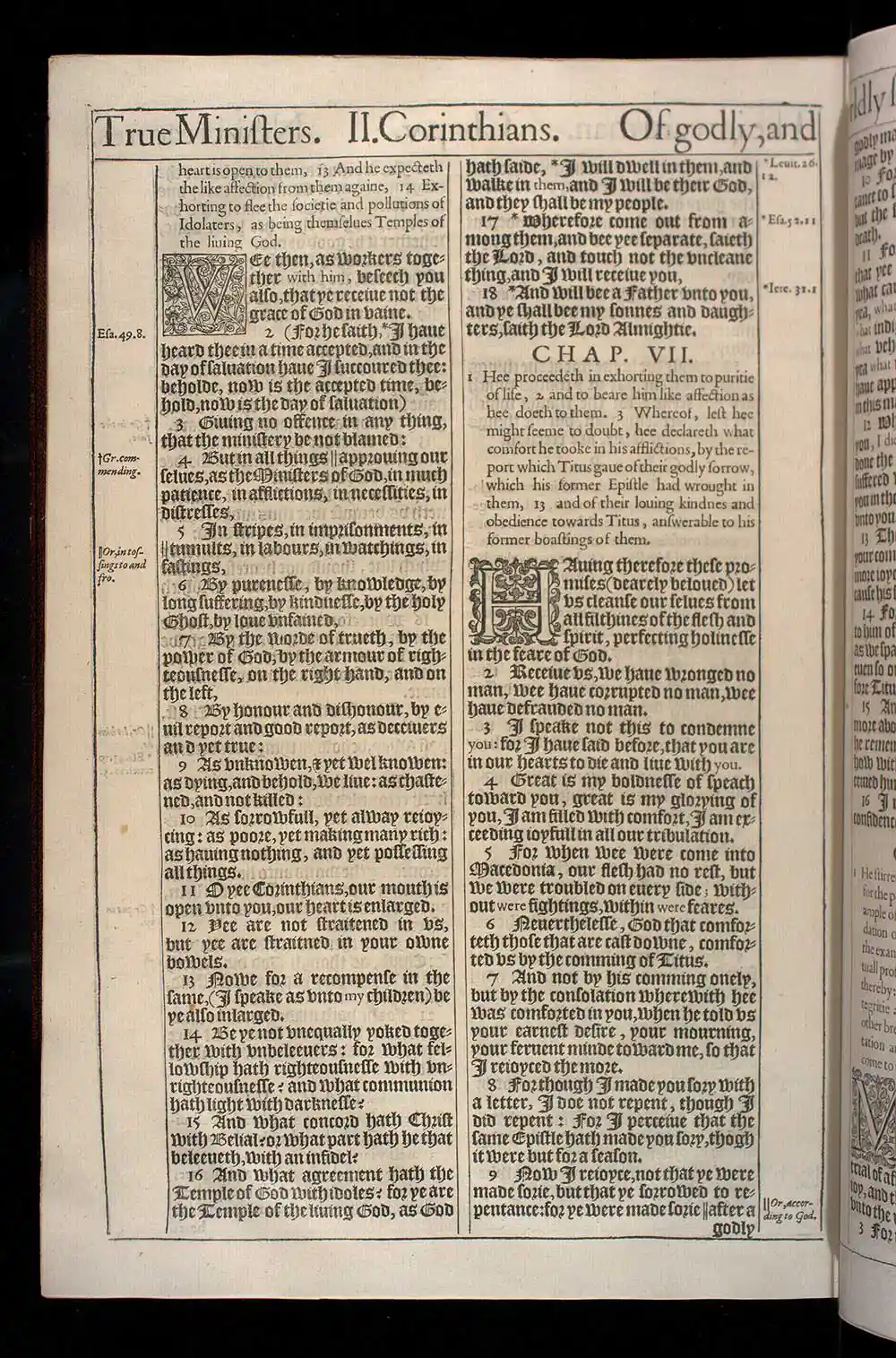 2 Corinthians Chapter 6 Original 1611 KJV Bible Scan
