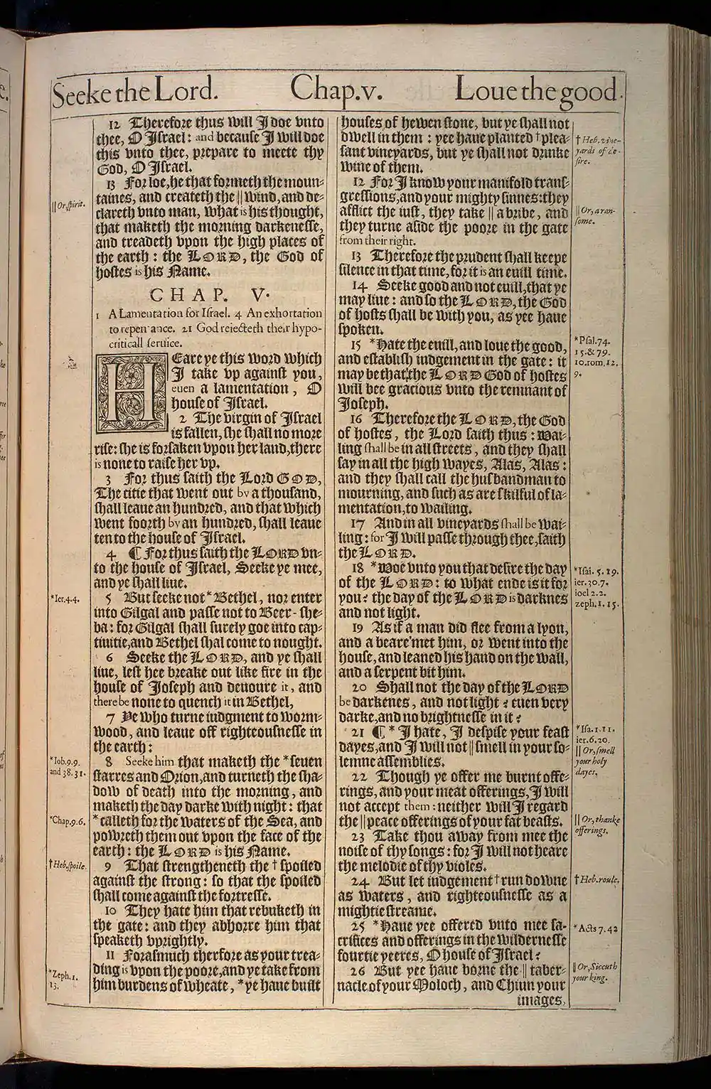Amos Chapter 5 Original 1611 KJV Bible Scan