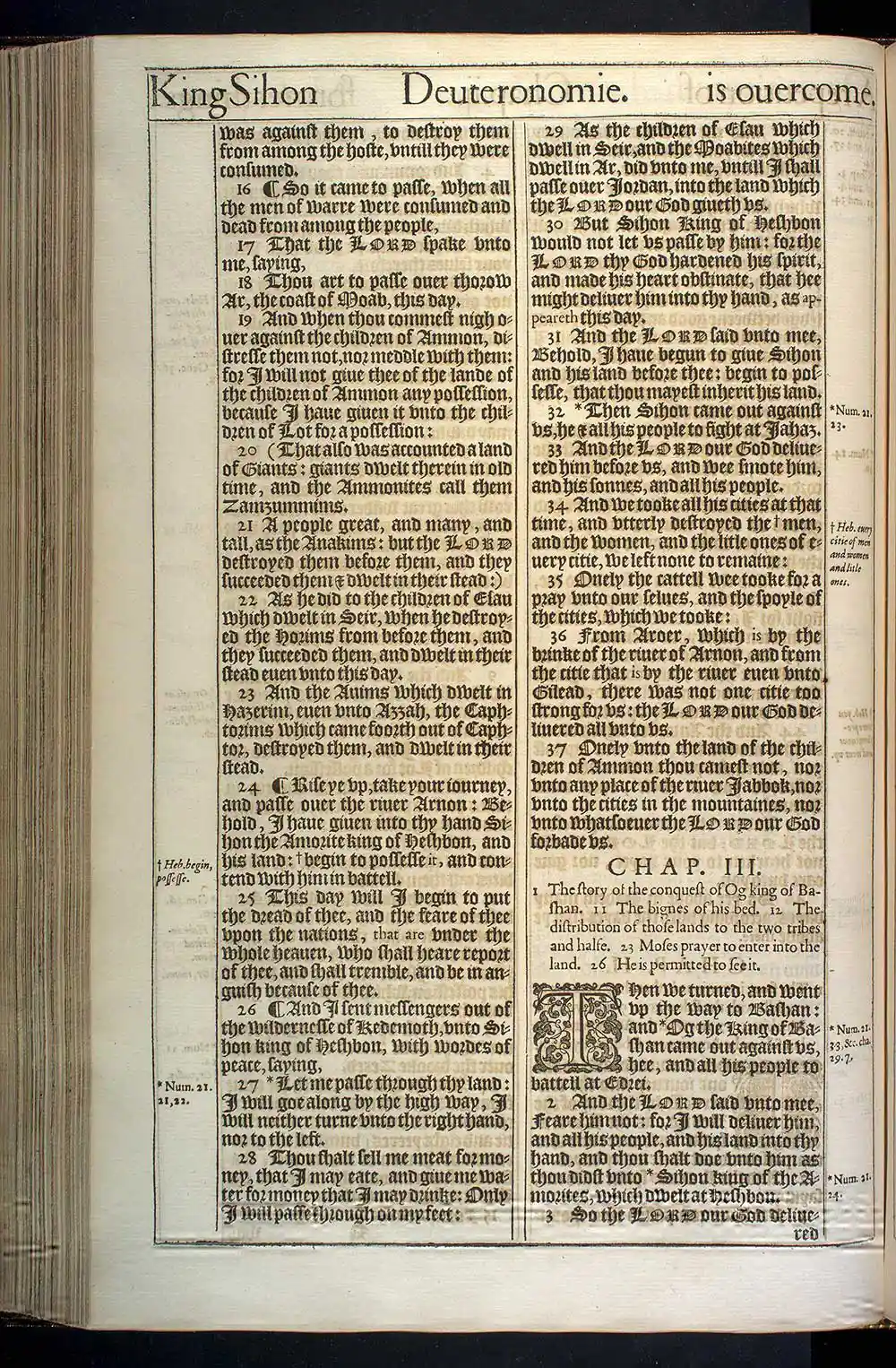 Deuteronomy Chapter 3 Original 1611 KJV Bible Scan