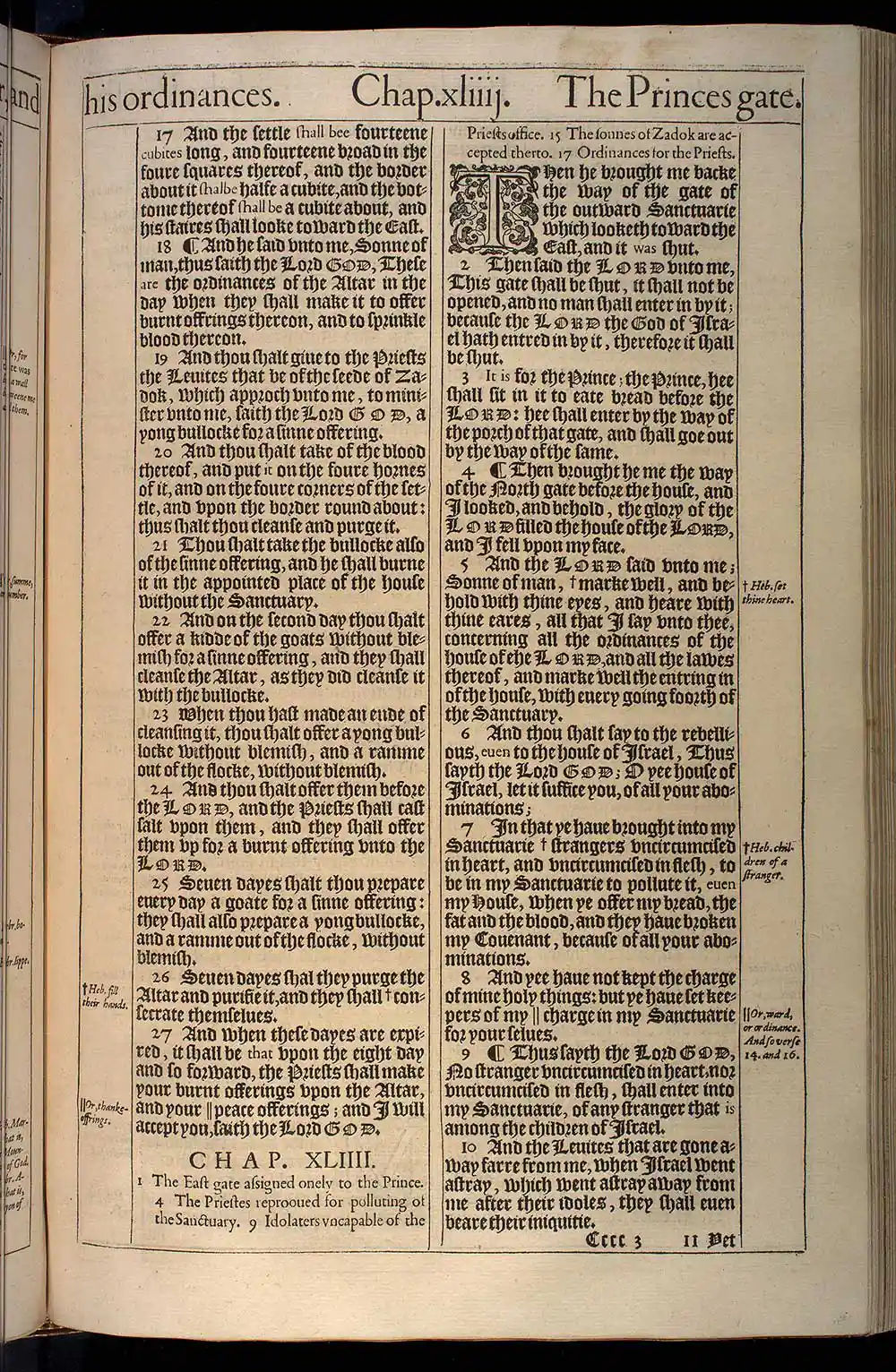 Ezekiel Chapter 44 Original 1611 KJV Bible Scan