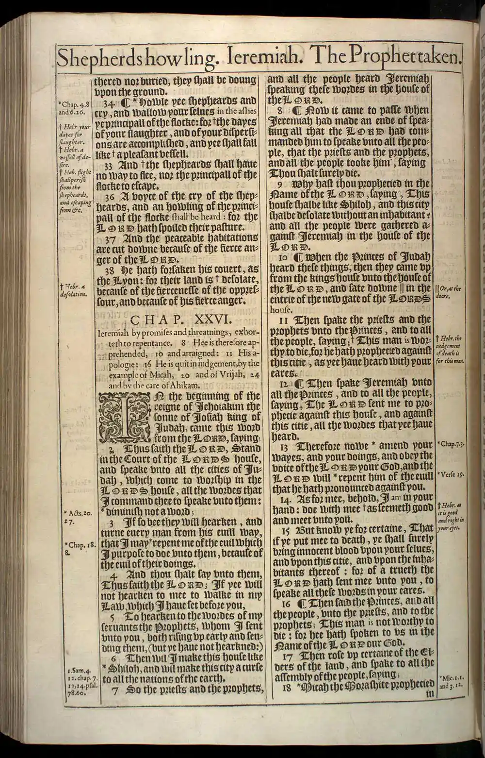Jeremiah Chapter 26 Original 1611 KJV Bible Scan