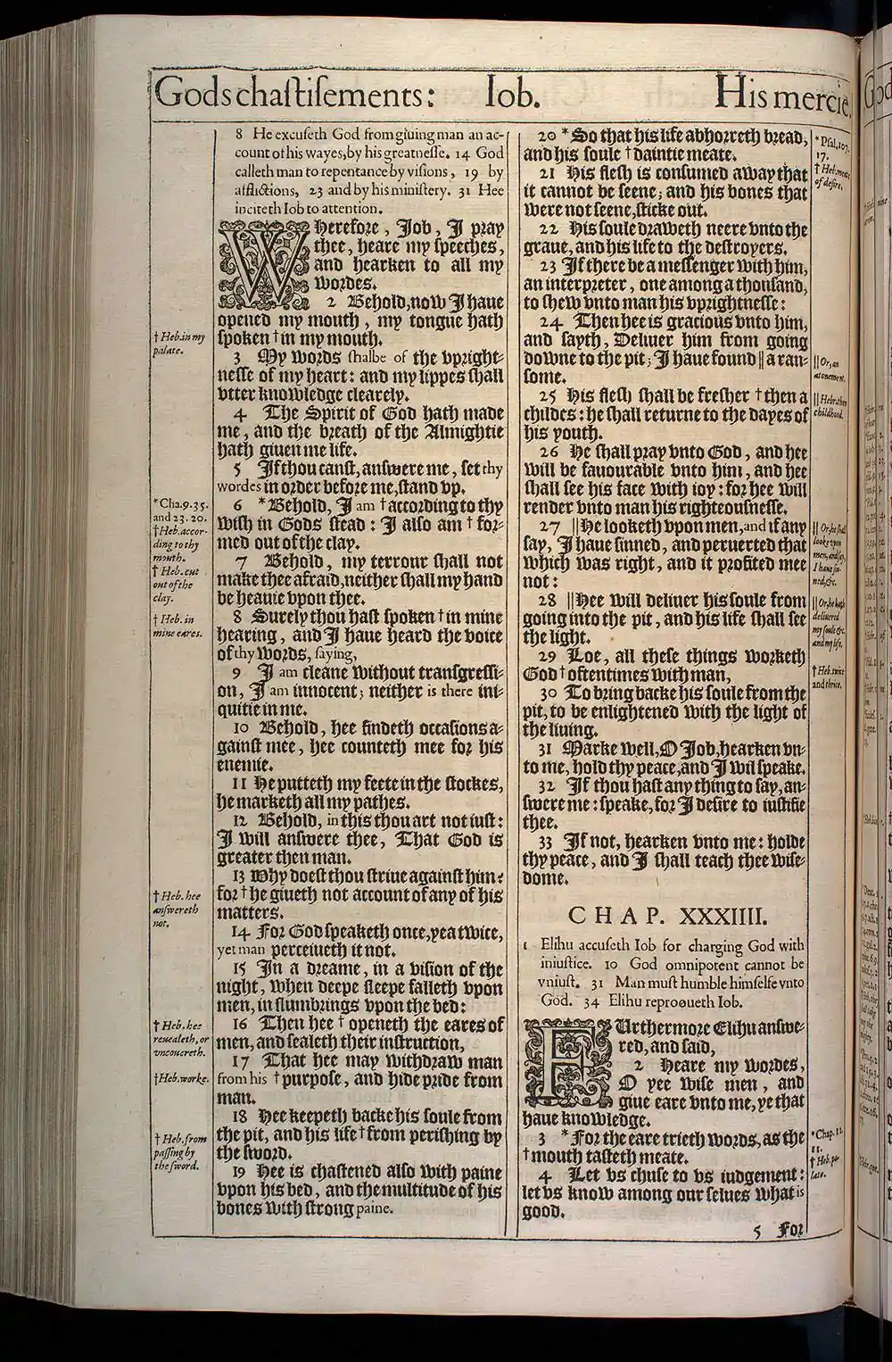 Job Chapter 33 Original 1611 KJV Bible Scan