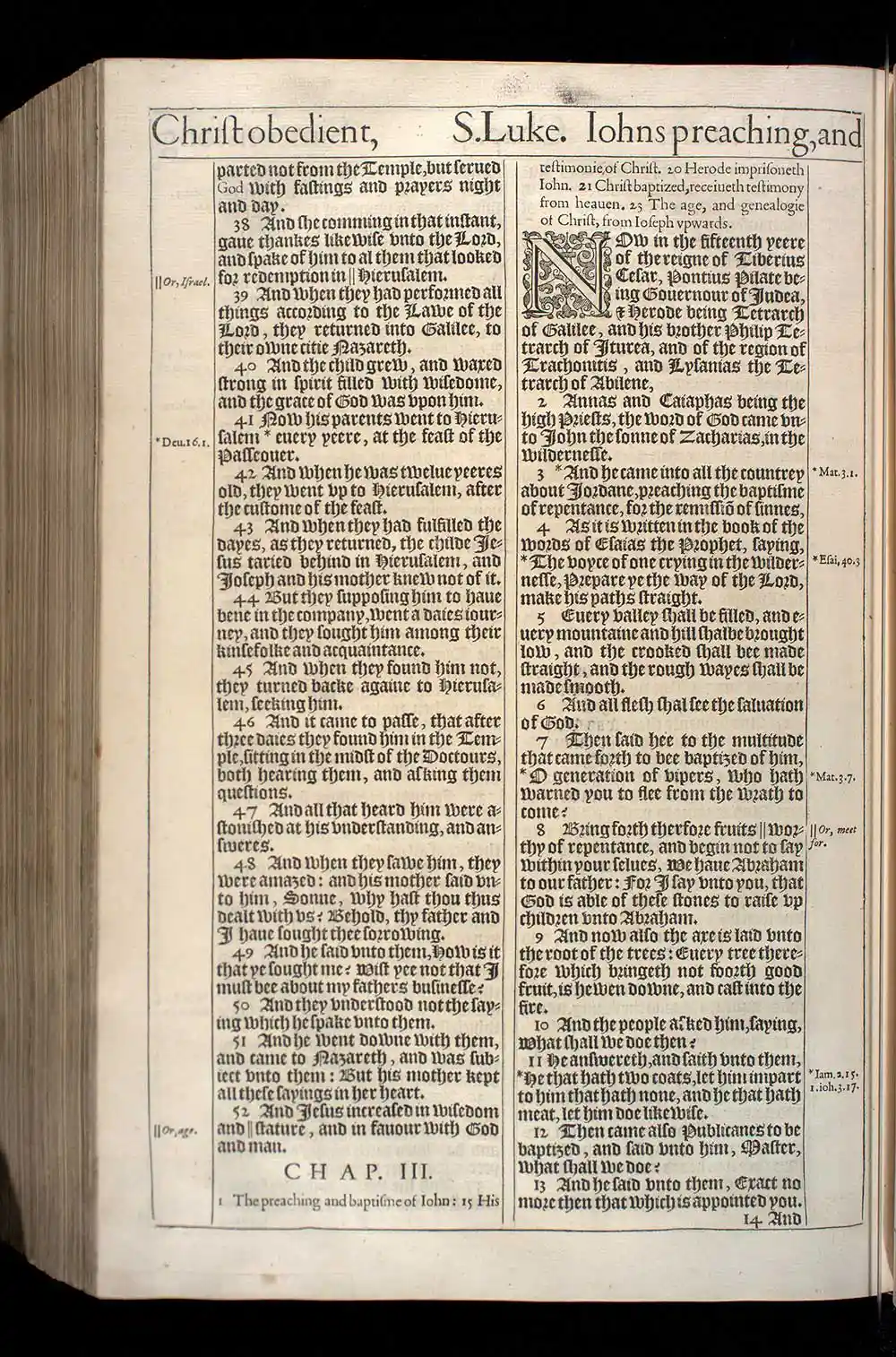 Luke Chapter 3 Original 1611 KJV Bible Scan