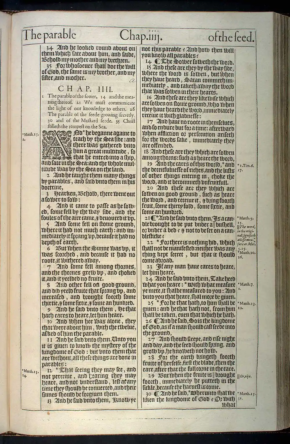 Mark Chapter 4 Original 1611 KJV Bible Scan