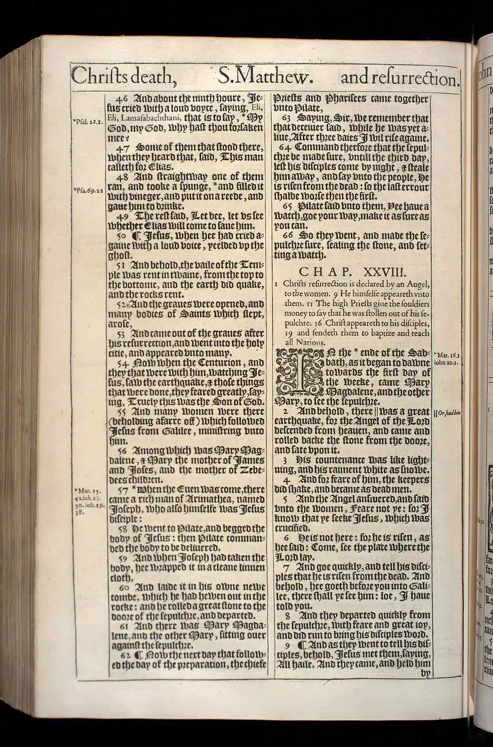 Matthew Chapter 28 Original 1611 KJV Bible Scan