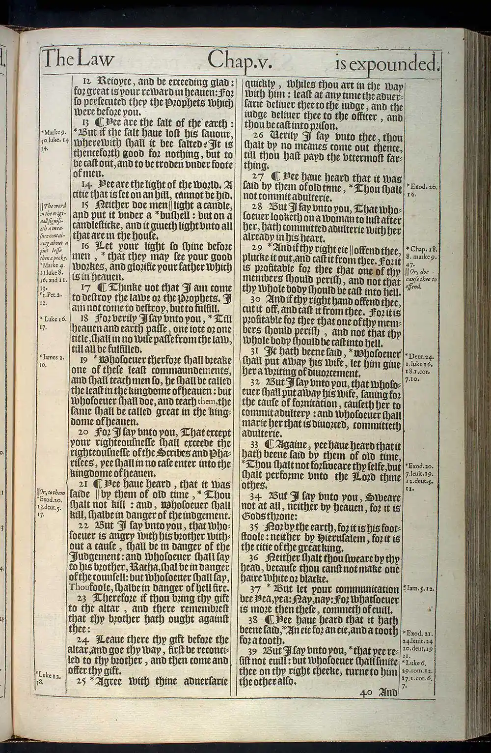 Matthew Chapter 5 Original 1611 KJV Bible Scan