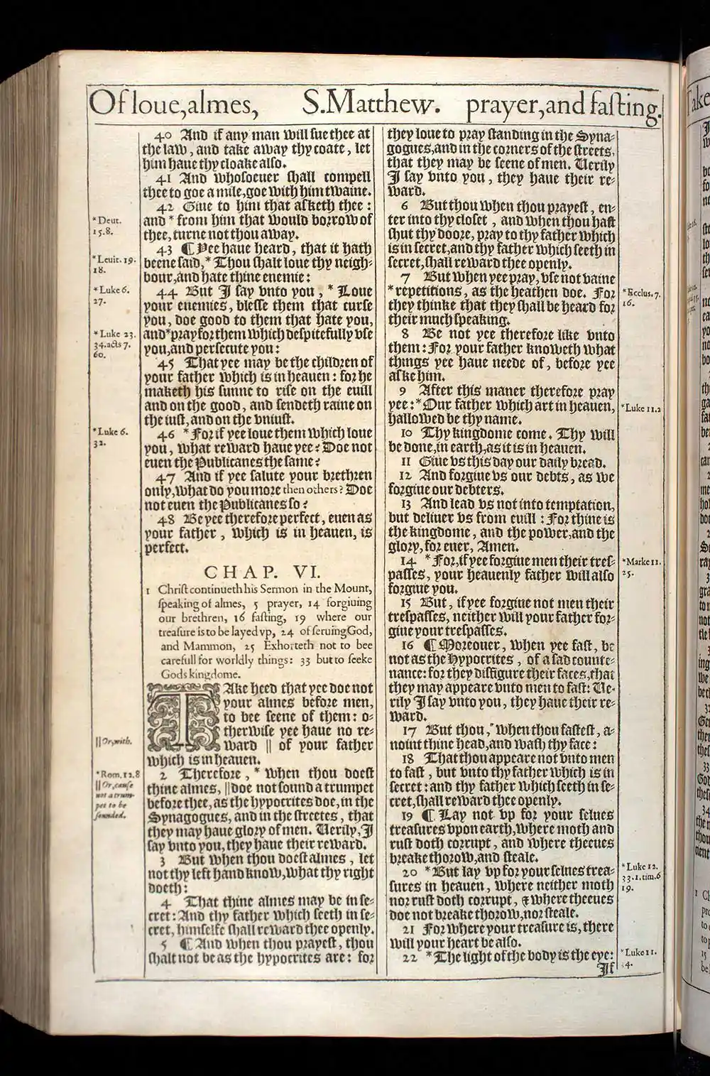 Matthew Chapter 6 Original 1611 KJV Bible Scan