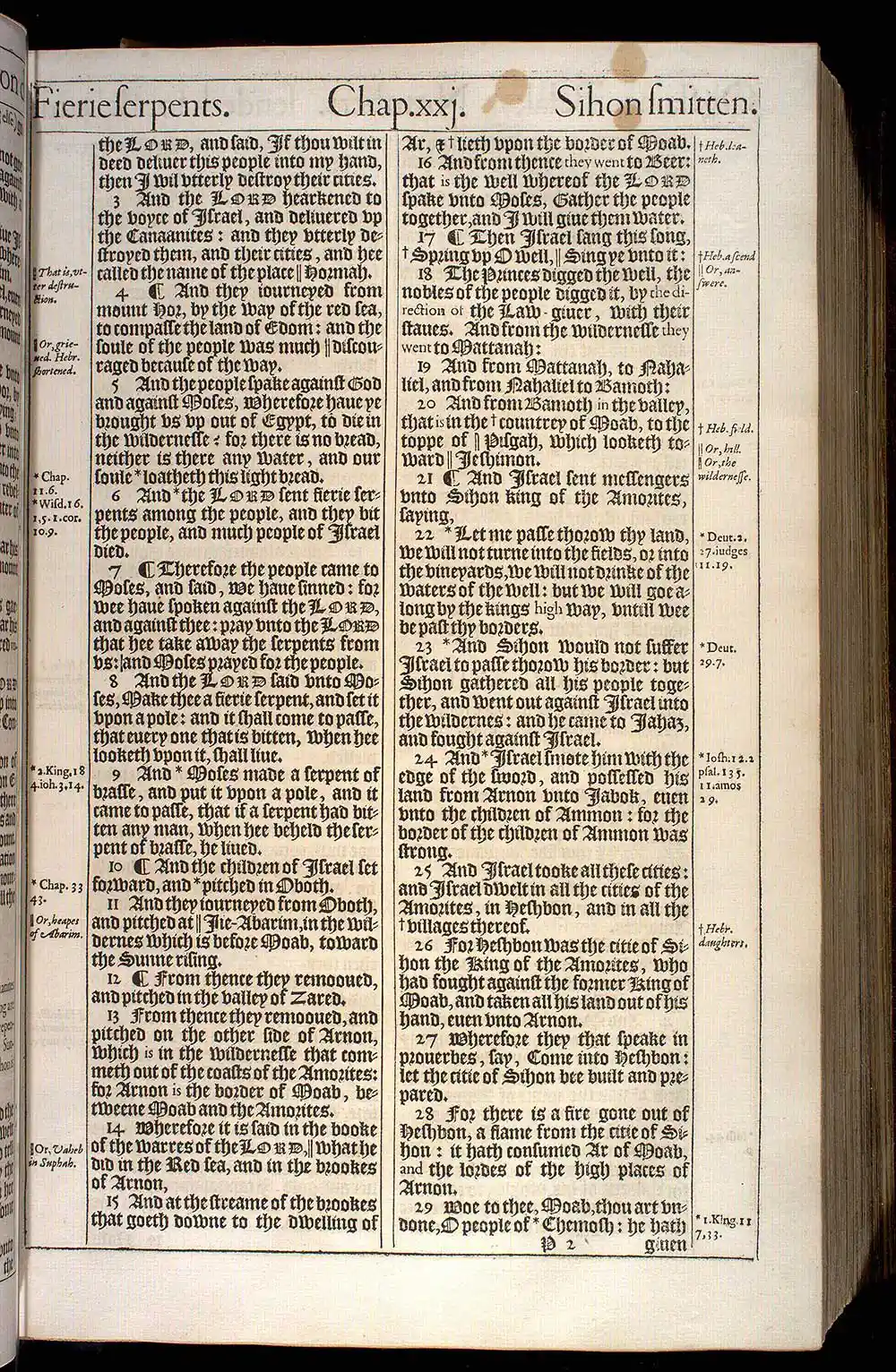 Numbers Chapter 21 Original 1611 KJV Bible Scan