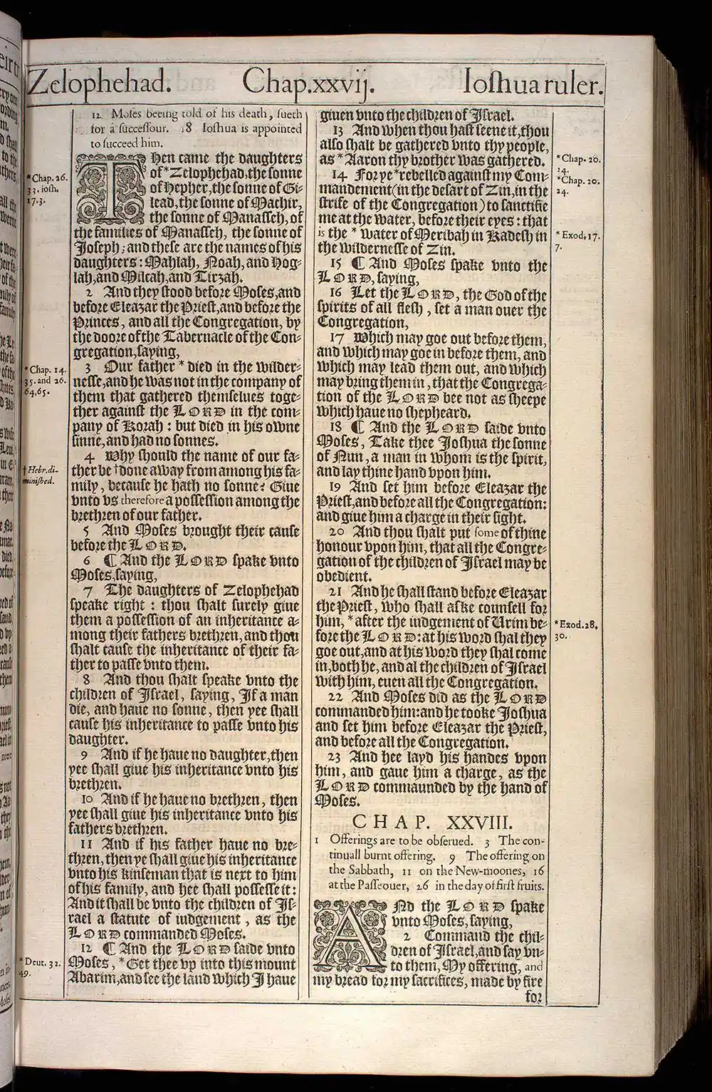 Numbers Chapter 27 Original 1611 KJV Bible Scan